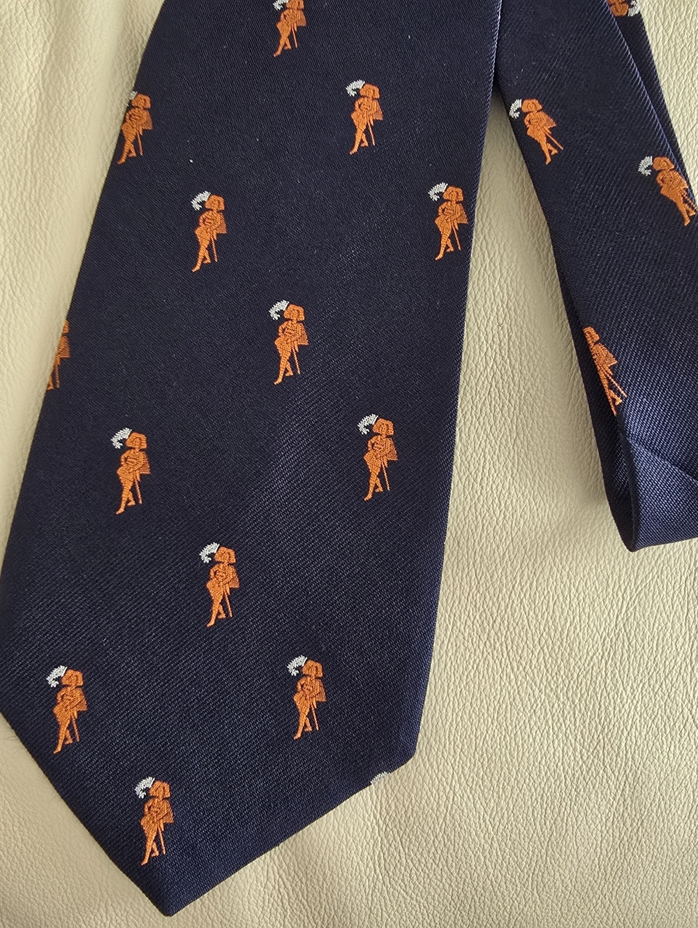 Keys and Lockwood Men's Blue Orange Silk Necktie Tie